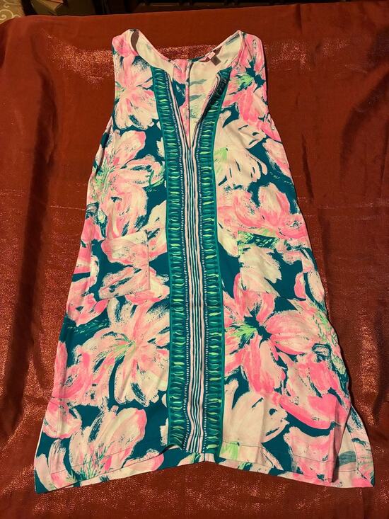 Lilly Pulitzer Dresses & Skirts - Lilly Pulitzer Dress Womens 6 Floral Shift Sleeveless Zip Back Teal Pink Pockets